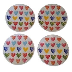 Maxcera Colorful Hearts  Appetizer Snack Tea Plates, set of 4